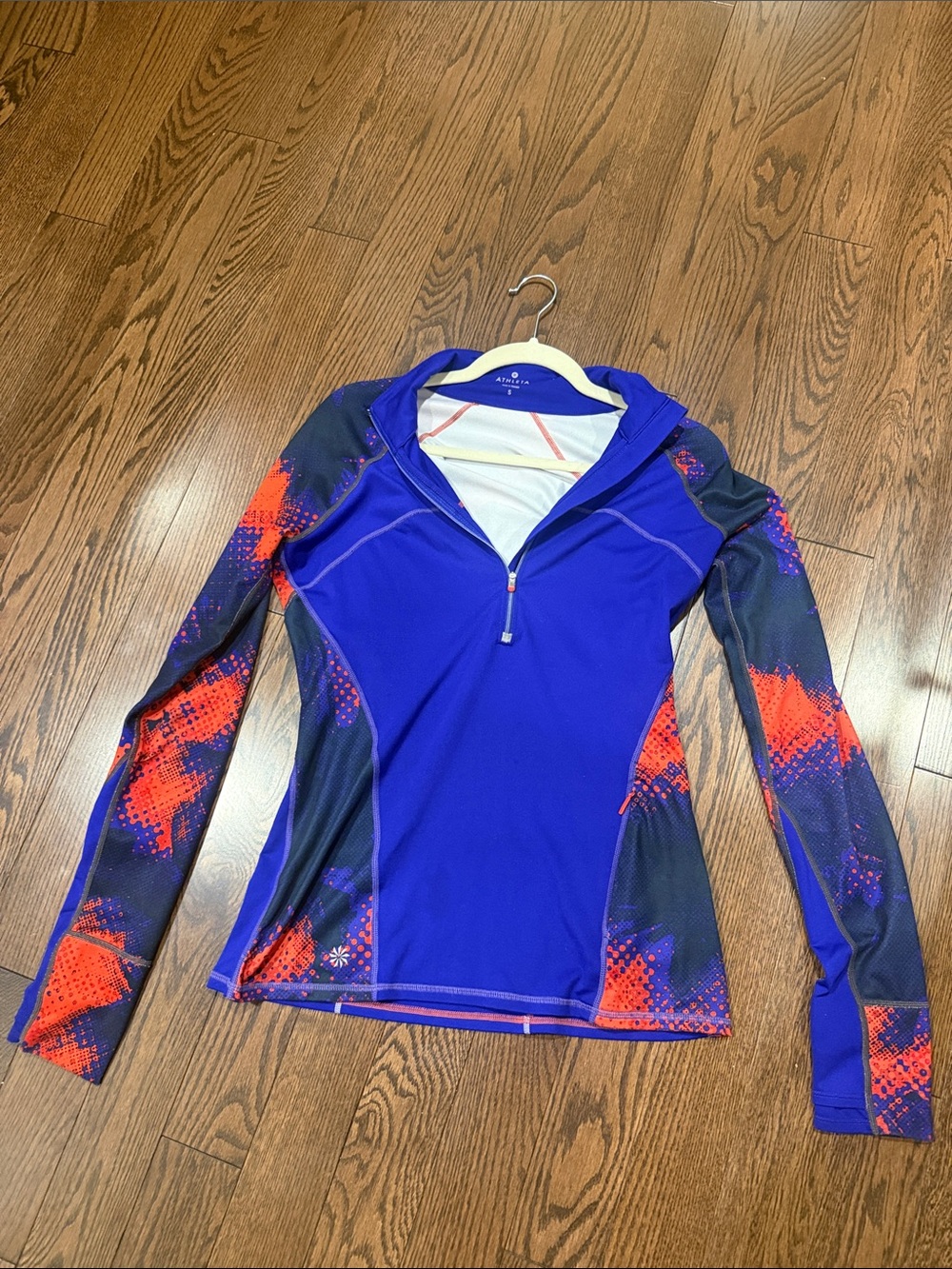 Athleta Purple Half-Zip Hoodie with Orange Accents